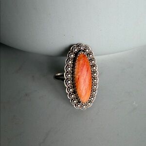 Gorgeous Rare Vintage Native Orange Spiny Oyster Sterling Silver Ring 🧡🦪